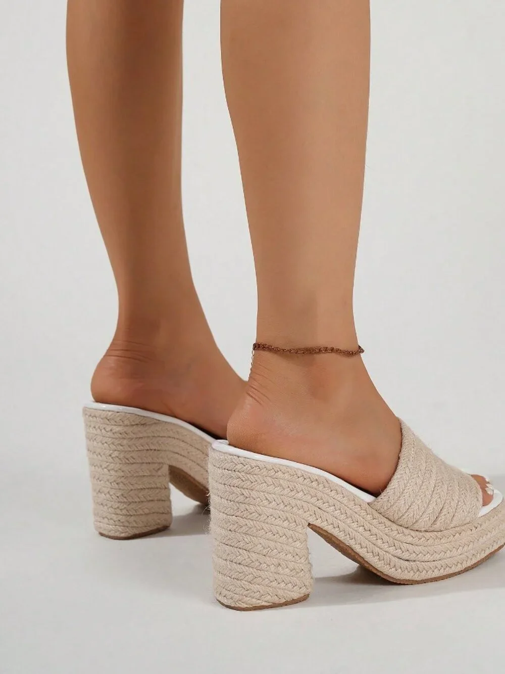 Apricot Wedge Platform Women's Open Toe Ankle Strap High Heel Sandals